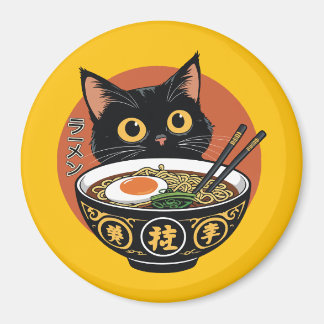 Cat eating ramen  マグネット