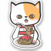 Cat Eating Spaghetti シール (正面)