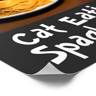 Cat Eating Spaghetti Meme Poster ポスター