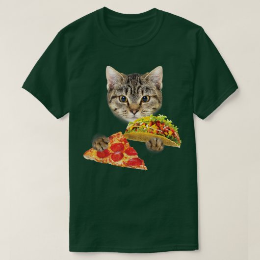 Cat Eating Taco and Pizza , Funny Kitty by Zany Br Tシャツ (デザイン正面)