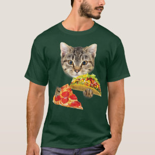 Cat Eating Taco and Pizza , Funny Kitty by Zany Br Tシャツ