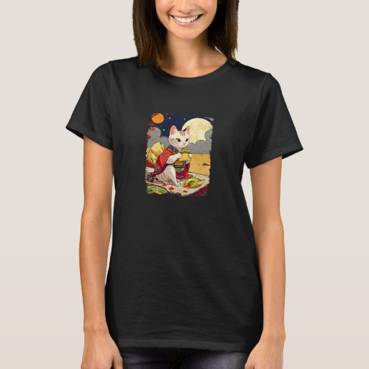 Cat Eating Tacos Funny Taco Cat Tシャツ (正面)