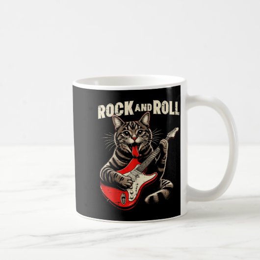 Cat Electric Guitar Rock And Roll Rocker Kitten Me コーヒーマグカップ (右)