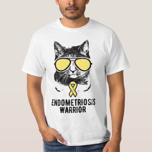 Cat Endometriosis Warrior, Endometriosis Awareness Tシャツ (正面)