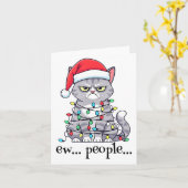 Cat Ew People Adult Humor Mens Womens Introvert An カード (黄色い花)