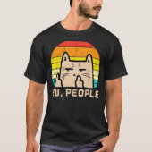 Cat Ew People Sunset Retro Anti Social Introvert M Tシャツ (正面)
