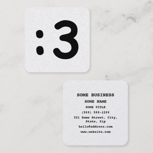 Cat Face Emoticon :3 スクエア名刺 (正面/裏面)