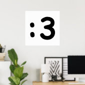 Cat Face Emoticon :3 Poster ポスター (ホームオフィス)