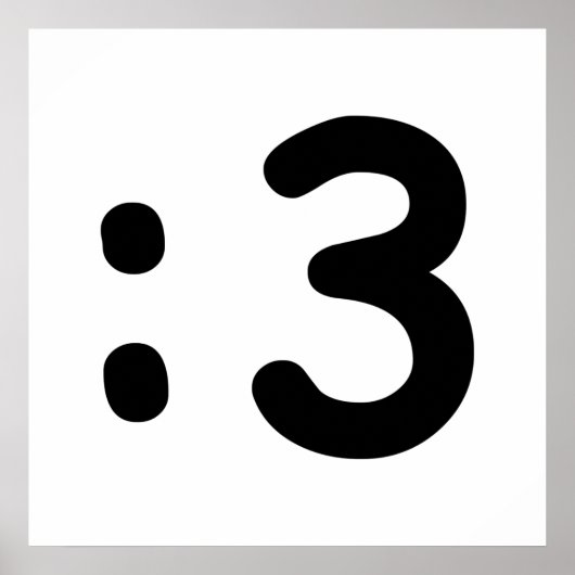 Cat Face Emoticon :3 Poster ポスター (正面)