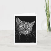 Cat Face Scratch Board Drawing card   カード (正面)