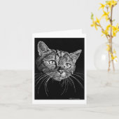 Cat Face Scratch Board Drawing card   カード (黄色い花)