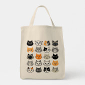 Cat Faces Pattern | Cool Kitty Cat Lover's トートバッグ (裏面)