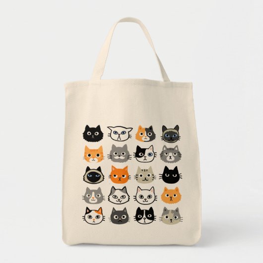 Cat Faces Pattern | Cool Kitty Cat Lover's トートバッグ (正面)