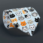 Cat Faces Pattern | Cool Kitty Cat Lover's ネクタイ<br><div class="desc">A cool tie for cat dads! Fun cat drawings pattern includes longhaired and shorthaired domesticated kitties. Siamese,  black cats,  moustache cat,  calico,  striped grey and white and tabby cats.</div>