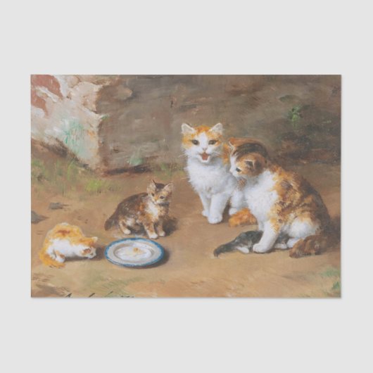Cat Family by Alfred-Arthur Brunel de Neuville 薄葉紙 (正面)