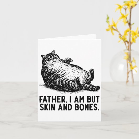 Cat Father I Am But Skin And Bones  カード (黄色い花)