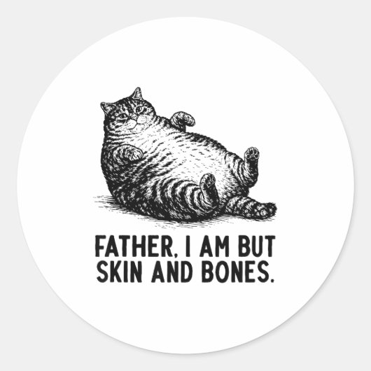 Cat Father I Am But Skin And Bones  ラウンドシール (正面)