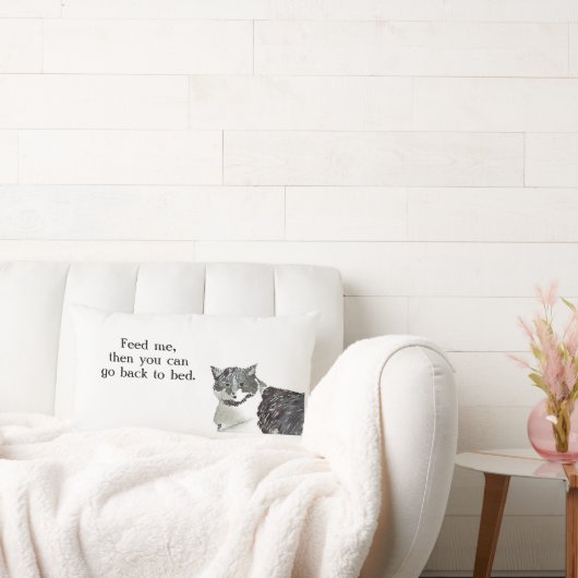 Cat- Feed me, then you can go back to bed. ランバークッション (ソファ)