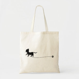 Cat Feline Yarn Ball Yarn Ball Silhouette Kitty トートバッグ