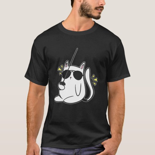 Cat Fencing Cat Wearing Sunglasses | Fencing Tシャツ (正面)