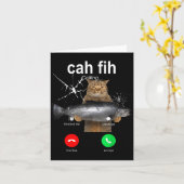 Cat Fih Calling Meme Funny Fish Cat Humor Gift Tee カード (黄色い花)