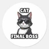 Cat Final Boss Cool Sticker ラウンドシール (正面)
