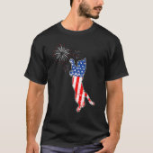 Cat Fireworks  4th Of July American Flag Cat Dad M Tシャツ (正面)