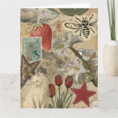 Cat Floral Collage Pattern – Cute Artistic Design カード (正面)