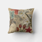 Cat Floral Collage Pattern – Cute Artistic Design クッション (裏面)