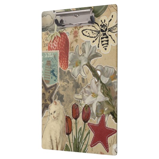 Cat Floral Collage Pattern – Cute Artistic Design クリップボード (左)