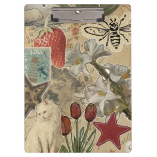 Cat Floral Collage Pattern – Cute Artistic Design クリップボード