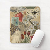 Cat Floral Collage Pattern – Cute Artistic Design マウスパッド (マウス)