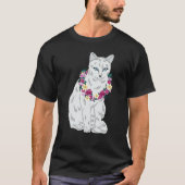 Cat Flower Kitten roses Cats Cute White Cat Tシャツ (正面)