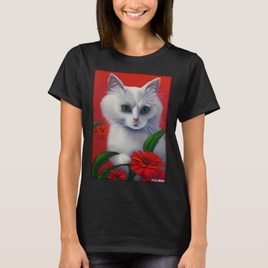 Cat Flower Natural Flower Garden Cat Love Cat 1 Tシャツ (正面)