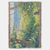 Cat Flowers And Sea スローブランケット (正面縦)