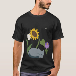 Cat Flowers Kids Sleeping Tシャツ