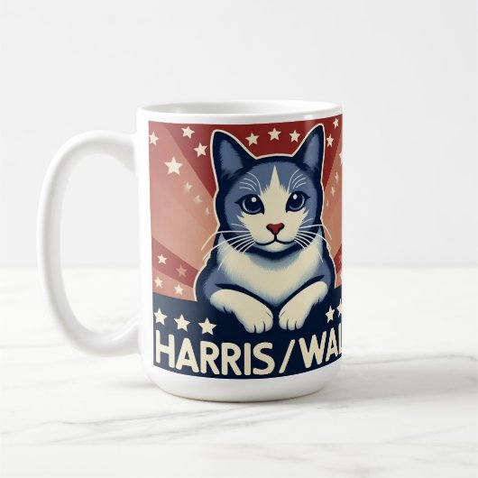 Cat for Harris/Walz Coffee Mug コーヒーマグカップ (左)