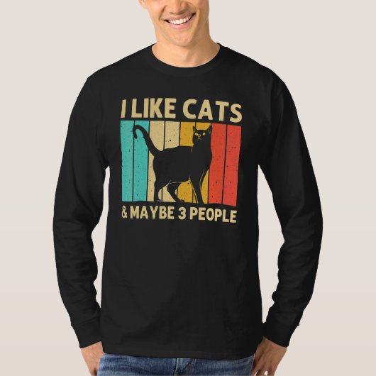 Cat For Men Women Black Cat  Cat Person Cats Tシャツ (正面)