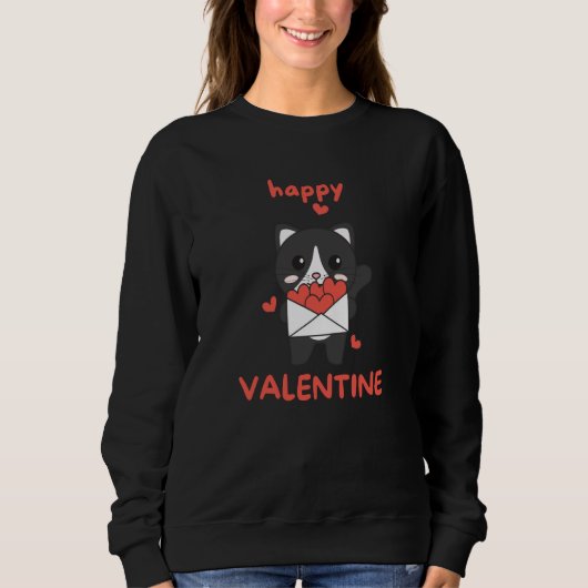 Cat For Valentine's Day Cute Animals With Hearts   スウェットシャツ (正面)