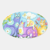 CAT FRIENDSウィスカーとパーズのステッカーシート 楕円形シール (正面)