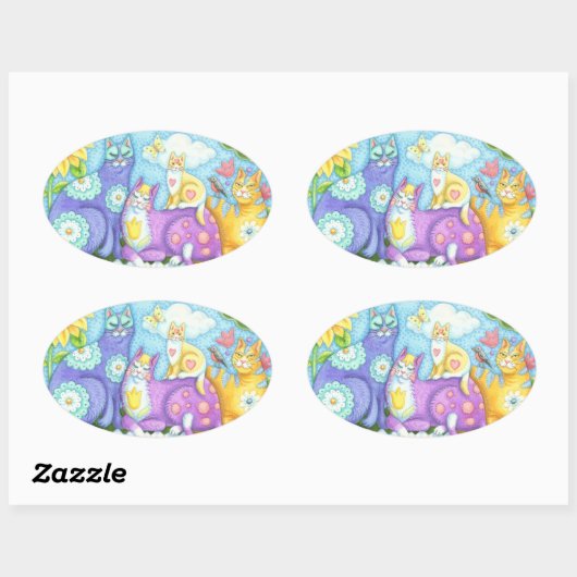 CAT FRIENDSウィスカーとパーズのステッカーシート 楕円形シール (シート)