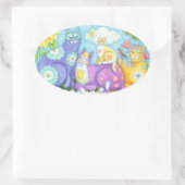 CAT FRIENDSウィスカーとパーズのステッカーシート 楕円形シール (バッグ)