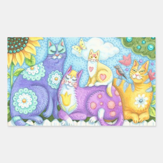 CAT FRIENDSウィスカーとパーズのステッカーシート 長方形シール (正面)