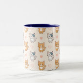 cat friends Mug ツートーンマグカップ (中央)