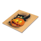 Cat Fun Halloween Character biting a Pumpkin タイル (側面)