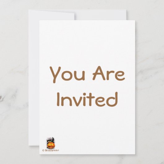 Cat Fun Halloween Character biting a Pumpkin   招待状 (裏面)