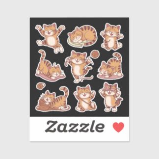 cat fun   playful poses sleeping, stretching  シール