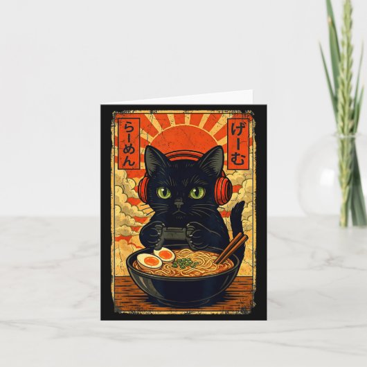 Cat Gamer Men Anime Kawaii Funny Gaming Headset Ca カード (正面)