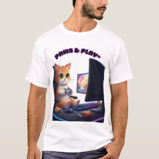 Cat Gamer – Paws & Play Tシャツ