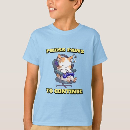 Cat Gamingを継続するには手を押す Tシャツ (正面)